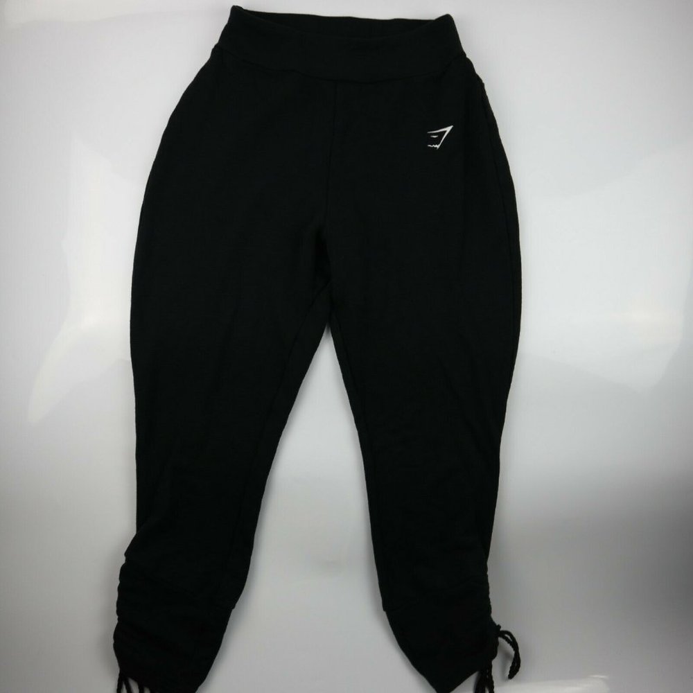 Gymshark Ruched Tie Hem Joggers Black Women's Size Small